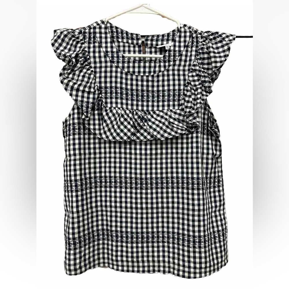 Waverly Grey Navy & White Gingham Top